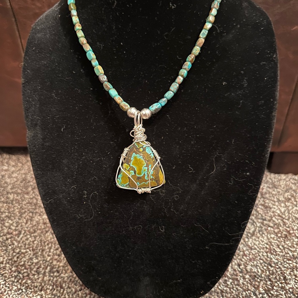 Hand Crafted “One of a Kind” Turquoise Pendant & Sterling Silver Necklace
